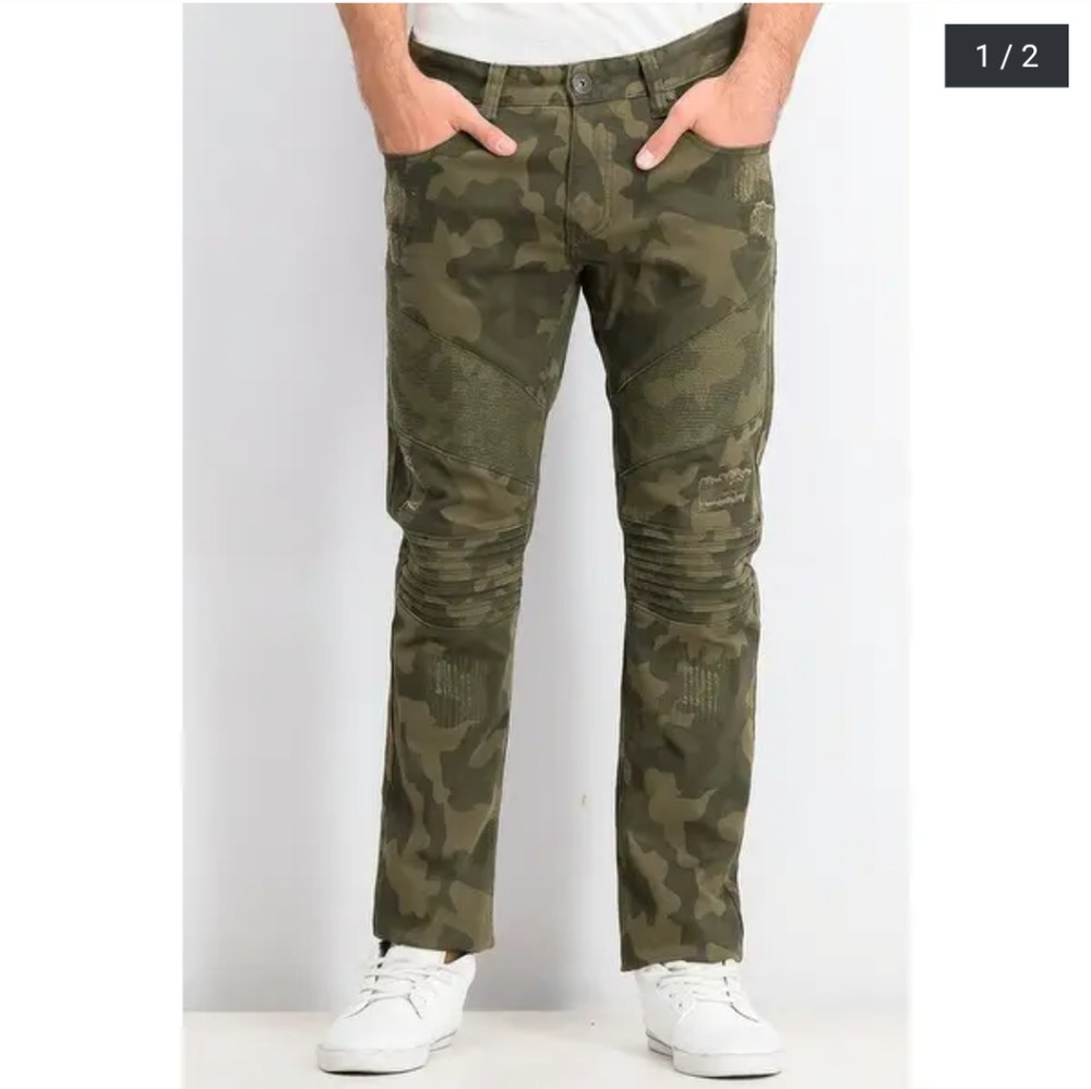 INC Berlin Slim Straight Camo Moto Jeans - Picture 1 of 16